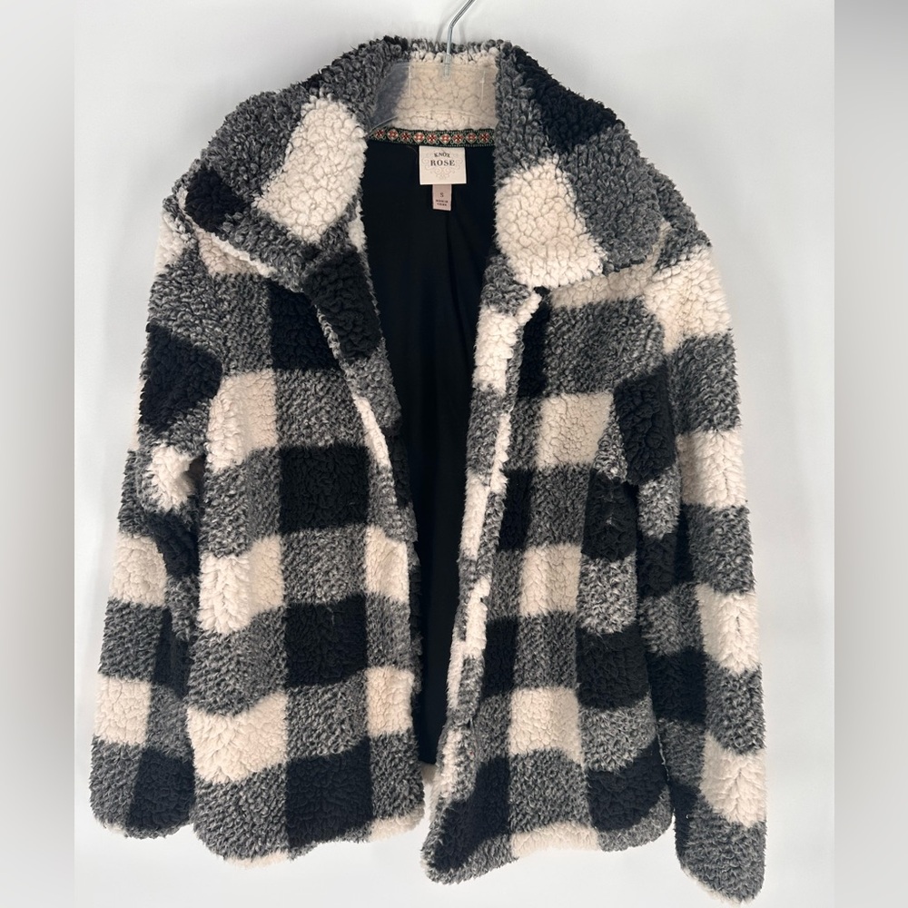 Knox Rose Buffalo Plaid Sherpa Jacket Size Small